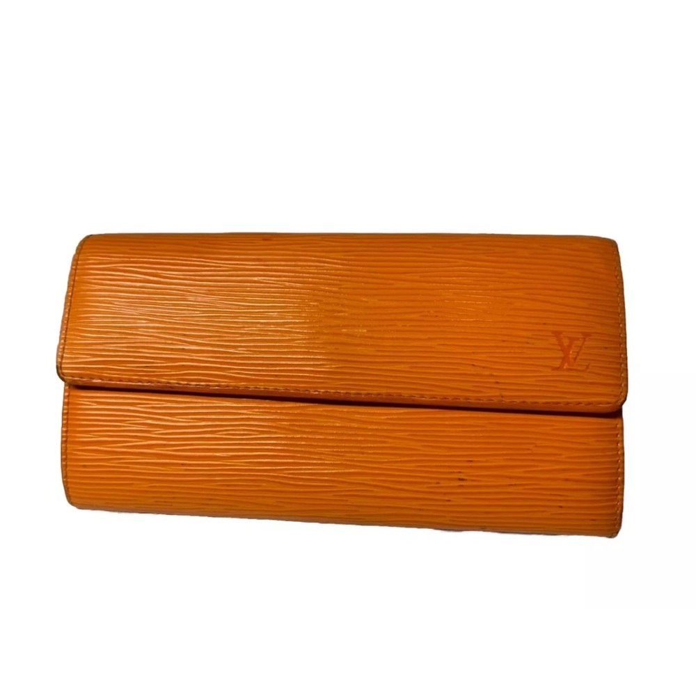 LOUIS VUITTON Epi long Wallet Orange Mandarin minor marks